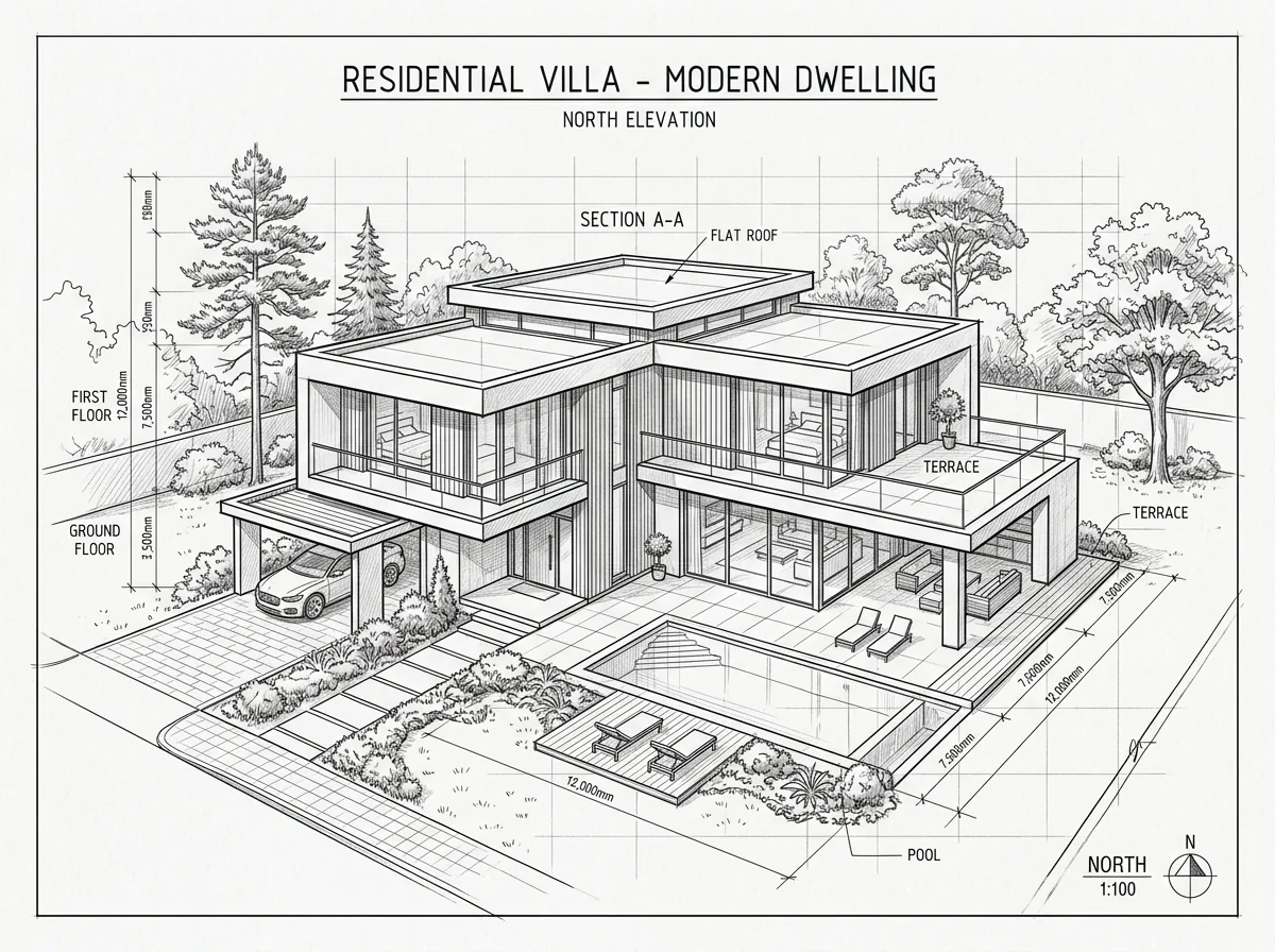 Steelnbricks Architectural Sketch Building
